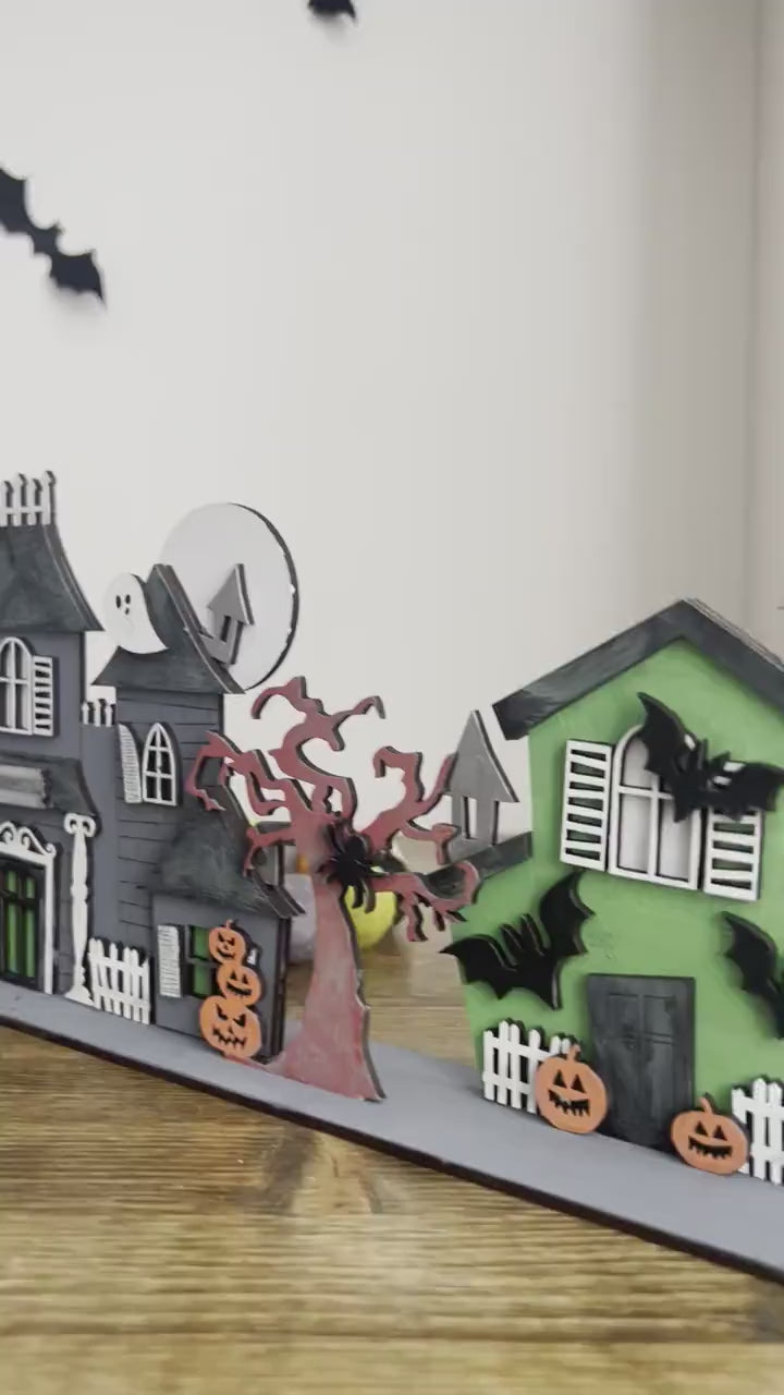 DIY Haunted House - Craft Kit - Halloween Craft - Spooky Village - Haunted House Decor -  Shelf Sitter - Tiered Tray Decor