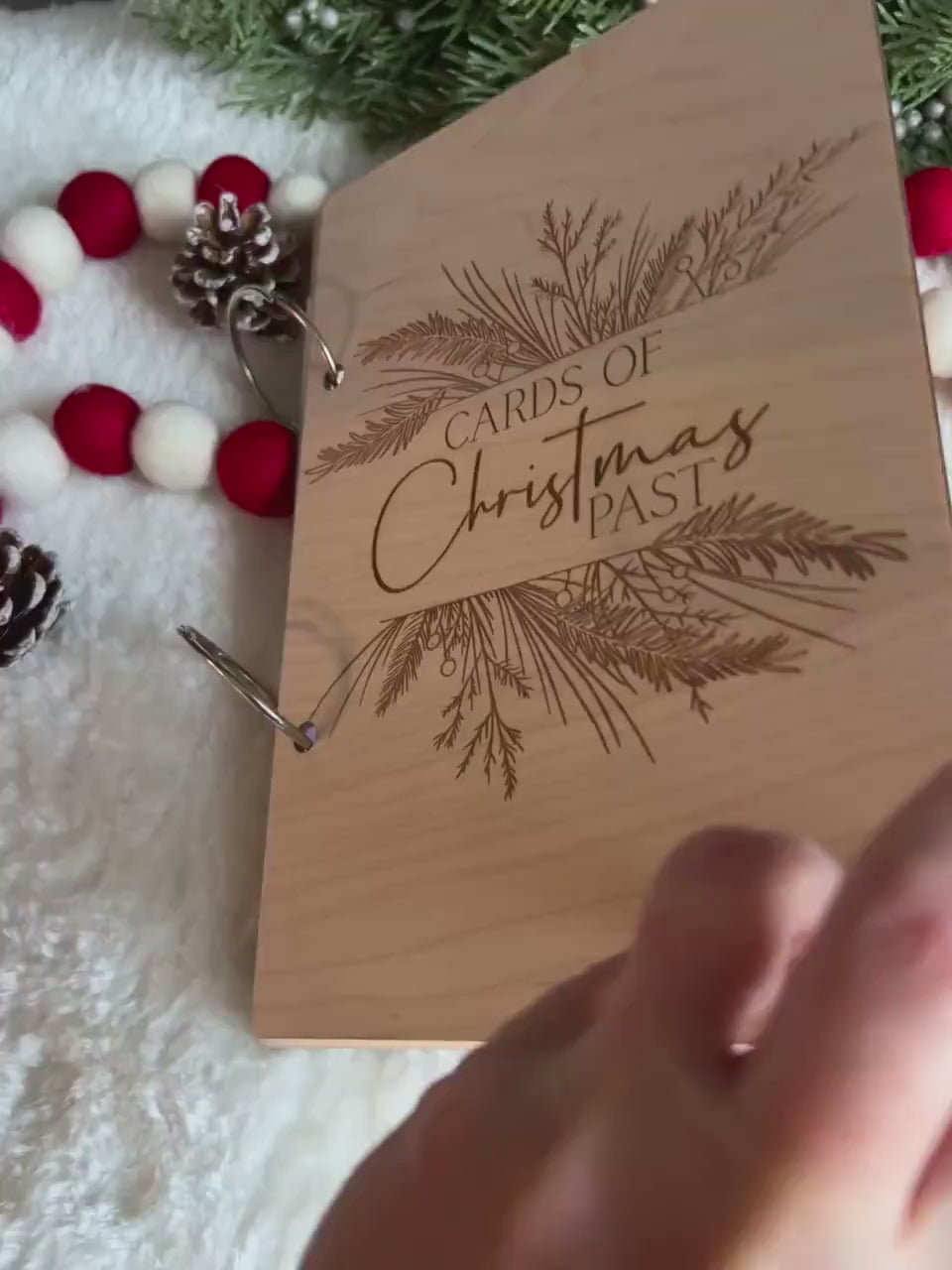 Personalized Wooden Engraved Christmas Card Keeper - Greeting Card Holder - Keepsake - Cards of Christmas Past