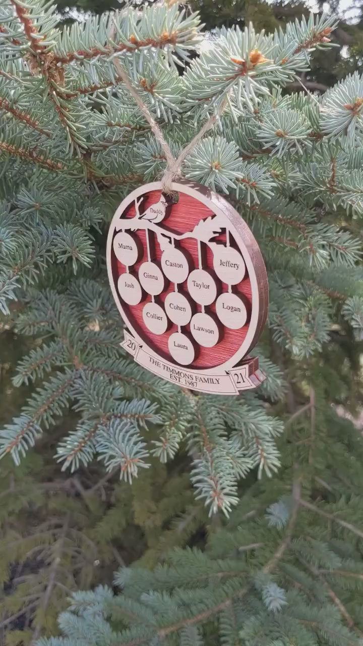 Cardinal Christmas Ornament - Personalized - Memorial Ornament - Loved One - Loving Memory - Sympathy- Laser Engraved -1-21 Family Members