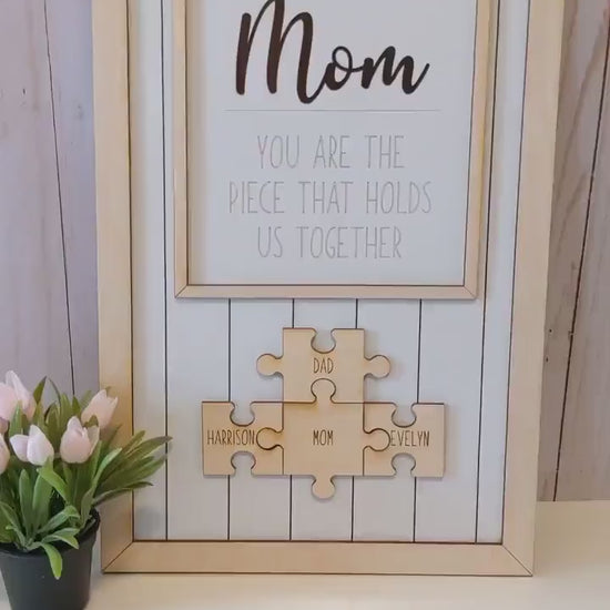 Mother's Day - Mom Wood Sign - Puzzle Pieces - Unique Wood Sign for Her - Gift for Mom - Family Sign - New Mom - Mom To Be - Grandma - Nanny