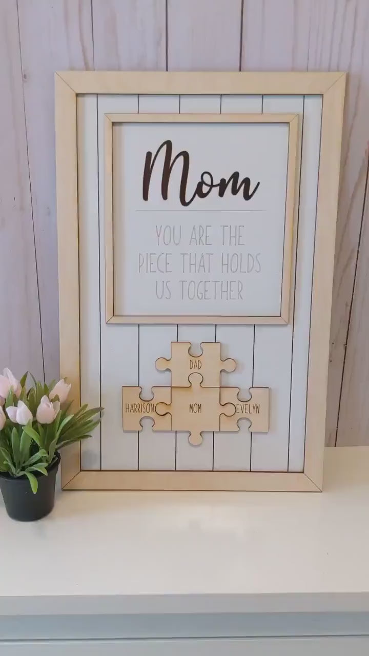 Mother's Day - Mom Wood Sign - Puzzle Pieces - Unique Wood Sign for Her - Gift for Mom - Family Sign - New Mom - Mom To Be - Grandma - Nanny