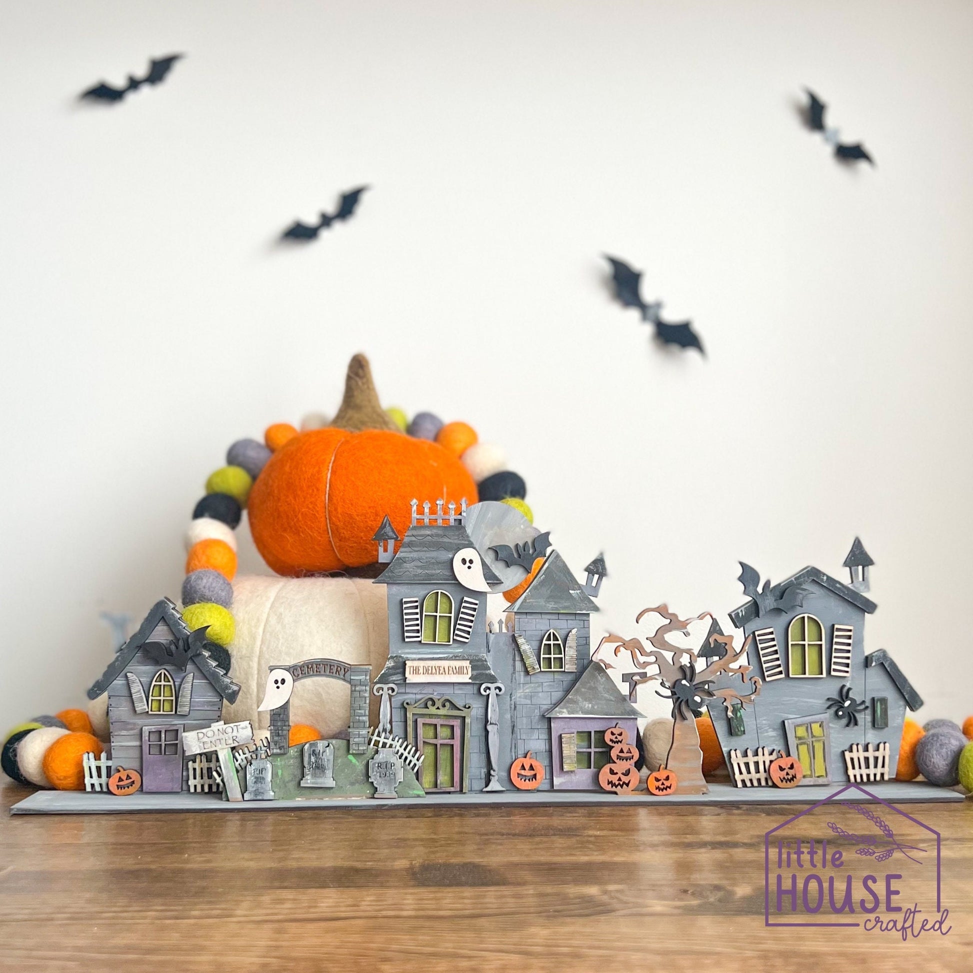 DIY Haunted House - Craft Kit - Halloween Craft - Spooky Village - Haunted House Decor - Shelf Sitter - Tiered Tray Decor