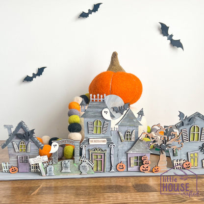 DIY Haunted House - Craft Kit - Halloween Craft - Spooky Village - Haunted House Decor - Shelf Sitter - Tiered Tray Decor