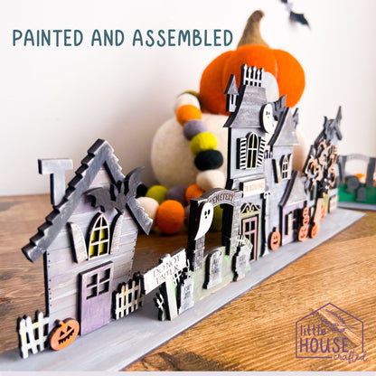 DIY Haunted House - Craft Kit - Halloween Craft - Spooky Village - Haunted House Decor - Shelf Sitter - Tiered Tray Decor